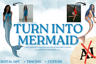 turn your photo into a mermaid illustration tracing no ai