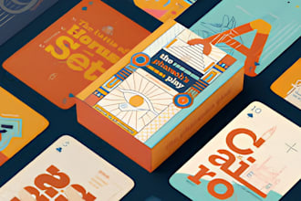 design card game board game affirmation cards, card box mockup rule book design