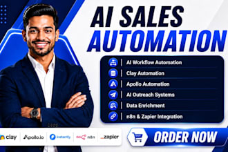 setup clay, apollo io, b2b data workflows, instantly ai, n8n, zapier automation