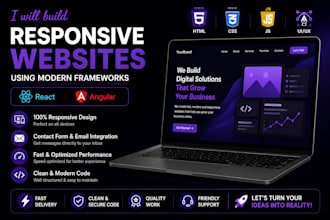 build responsive react or angular website with email integration