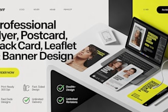 design a professional flyer, postcode, rack card, leaflet and banner
