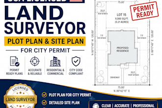 provide USA licensed land surveyor, plot plan for city permit, site plan