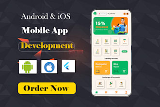build flutter mobile app for android and ios with modern UI design