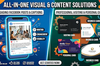 write engaging facebook captions and design professional business cards