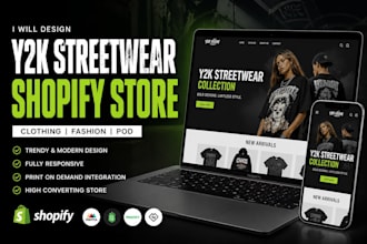 design a y2k streetwear shopify clothing store