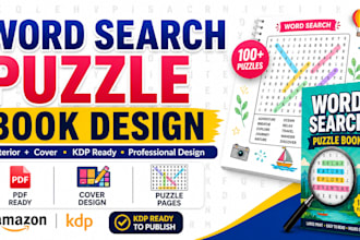 create word search puzzle book interior and cover for amazon KDP