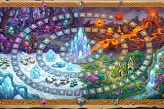 design fantasy board game map vector travel map and 2d world map illustration