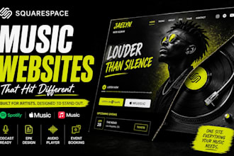 design a squarespace music website with podcast, audio player and epk