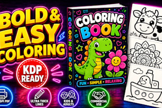 design KDP bold and easy coloring pages and activity books