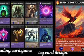 design custom trading card game tcg, anime style cards, oracle, card deck