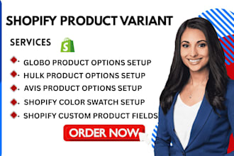 setup shopify product variants, color swatches, globo, hulk, easify and zepto