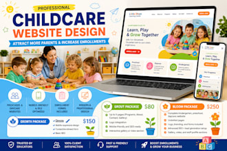 design kindergarten, preschool, daycare, and childcare websites