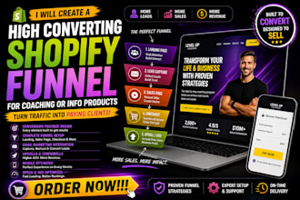 create a high converting shopify funnel for coaching and info products