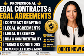 write legal contracts, agreements, nda and legal research
