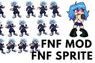 make fnf mod character fnf sprite animation, game mod music chart fnaf sprite