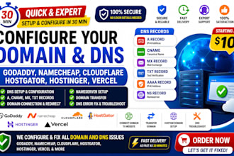 configure your godaddy, namecheap,cloudflare, hostgator,hostinger, vercel domain