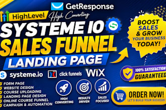 build german systeme io sales funnel, ghl landing page, online course websites
