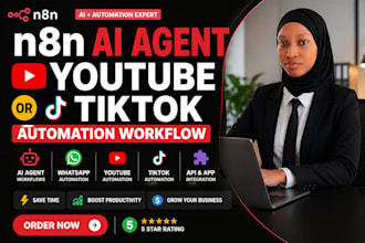 setup n8n youtube automation, n8n ai agent, n8n tiktok automation, n8n whatsapp