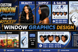 create eye catachy storefront design,window graphics, signboard,sticker design