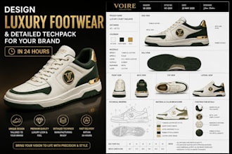 design luxury footwear and detailed techpack for your brand in 24 hours