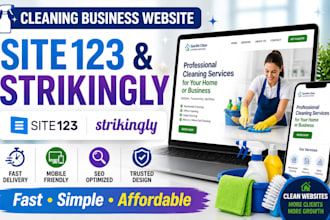 build site123 strikingly website for cleaning business design service site page