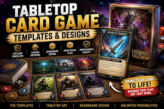 draw you in a tcg card game templates, tabletop card game art, boardgame design