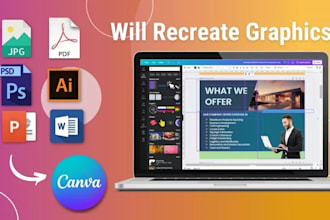 convert recreate redesign any file into canva, photoshop professionally in 24hrs
