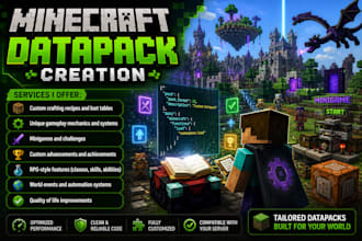 create custom minecraft datapacks for minecraft server, paper mc, smp, java