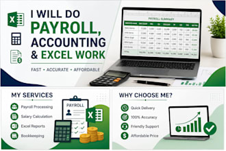 accounting, bookkeeping and excel work professionally