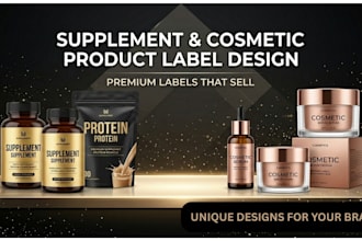 design supplement bottle label and cosmetic product label for branding