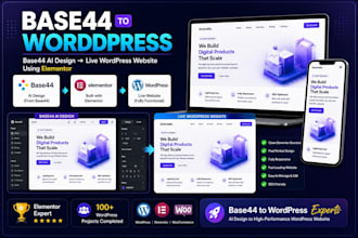 convert base44 to wordpress elementor website
