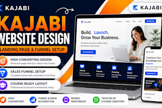 kajabi website design and landing page for course and sales funnel