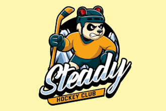 draw panda racing mascot logo design with express delivery