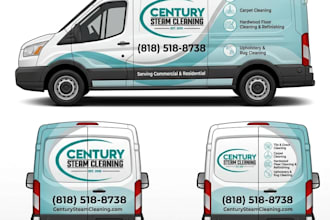 design a professional carpet cleaning car wrap and vehicle branding