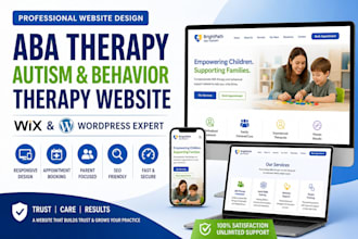 design wix aba therapy website autism therapy or behavior therapy wordpress site
