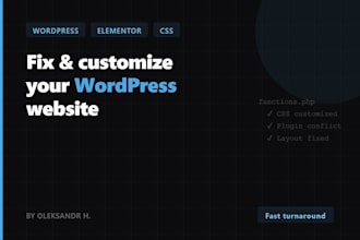 fix, customize or speed up your wordpress or elementor site