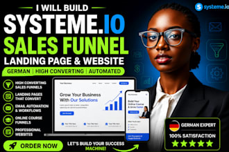 build german systeme io course funnels, systeme io landing page, systeme io