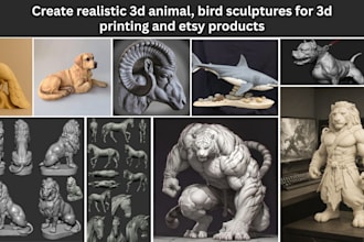 create realistic 3d animal, bird sculptures for 3d printing and etsy products