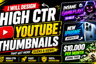 design viral youtube thumbnails for gaming, faceless, and tech channels