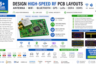 design high speed rf pcb antenna, wifi, bluetooth, gps, lora, ddr4 ddr5 layouts