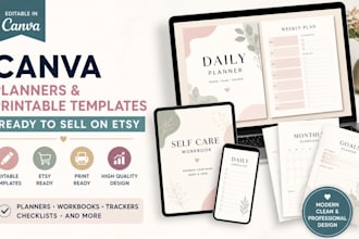 create canva editable planner workbook mockup etsy printable templates