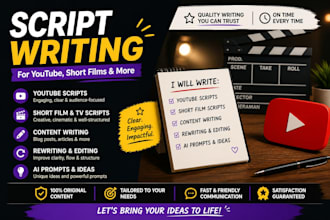 write engaging youtube scripts or rewrite your content clearly