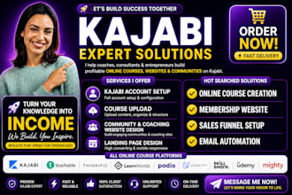 kajabi online course, kajabi website teachable thinkific elearning online course