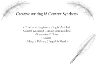 be your creative greek content writer and text specialist