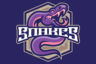 make snake mascot logo design with company