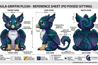 do custom reference sheet for soft toys, plushie toys, stuffed animals, ych, oc