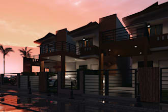 custom house design by an architect and cinematic rendering