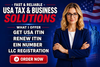 get USA itin, renew itin, ein number and llc registration irs caa