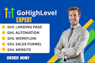 design ghl funnel, ghl website, ghl automation setup, landing page, ghl expert