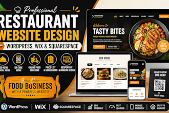 restaurant website design on wordpress wix squarespace with food menu ordering